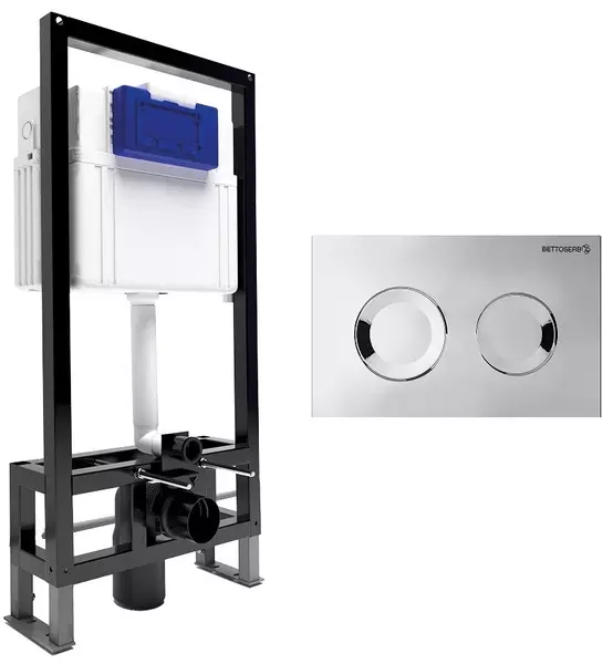 Инсталляция для унитаза с кнопкой Bettoserb Sava Free Standing SFS40006469 клавиша смыва Cool хром глянец 25700₽