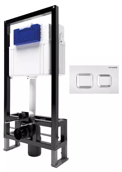 Инсталляция для унитаза с кнопкой Bettoserb Sava Free Standing SFS40006488G клавиша смыва Smart белая глянцеваяхром глянец 27200₽