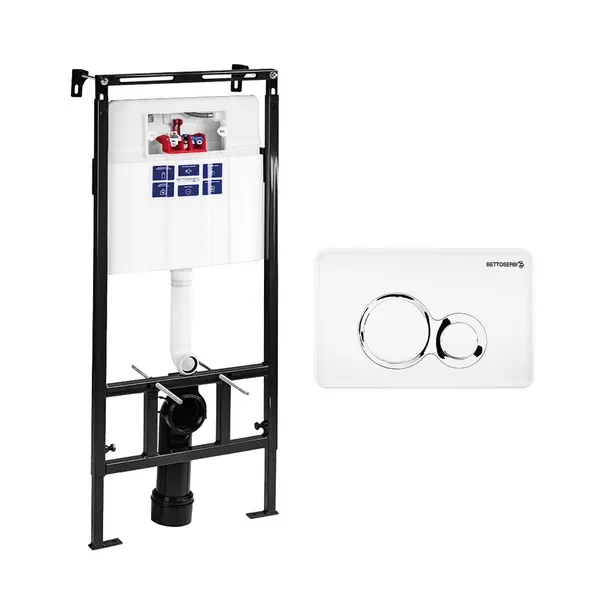 Инсталляция для унитаза с кнопкой Bettoserb Sava Slim Superior SES40006458 клавиша смыва Duo белая глянцеваяхром глянец 23600₽