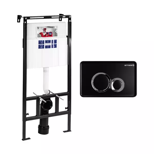 Инсталляция для унитаза с кнопкой Bettoserb Sava Slim Superior SES40006461 клавиша смыва Duo чёрная матоваяхром матовый 24500₽