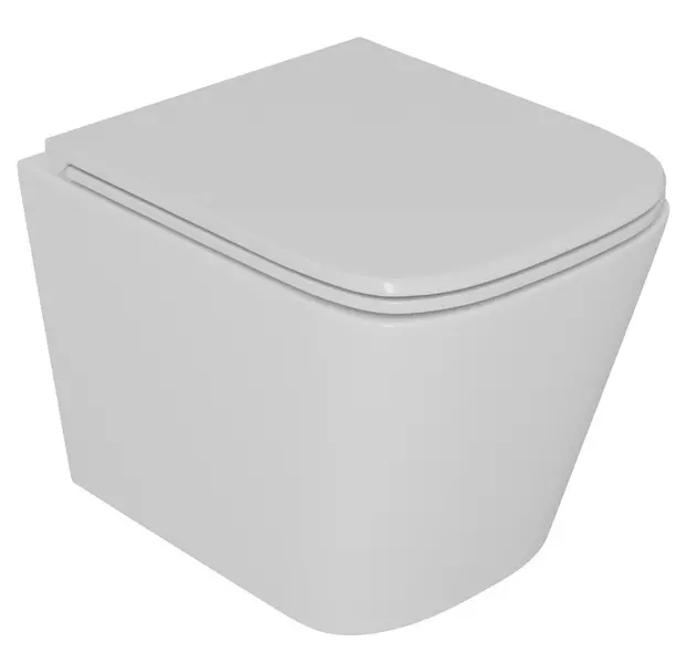 Подвесной унитаз безободковый «D &K» Berlin DT1436516 белый с сиденьем дюропласт с микролифтом белое