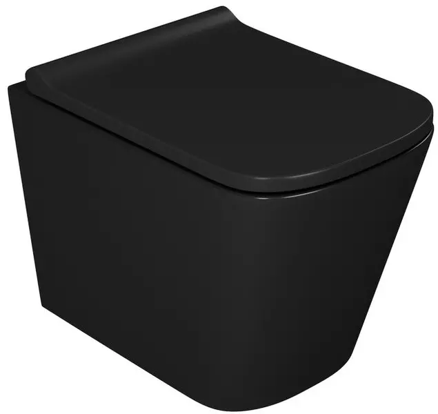 Подвесной унитаз безободковый D K Berlin DT1436025 чёрный с сиденьем дюропласт с микролифтом чёрное 30870₽