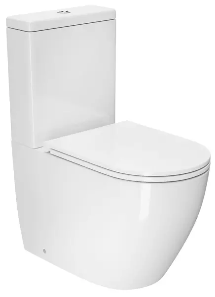 Унитаз компакт безободковый «D &K» Matrix DT1397516 белый с сиденьем дюропласт с микролифтом белое