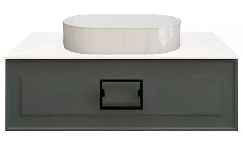 Тумба с раковиной La Fenice Cubo 80 Senso 5537 подвесная Grigio с ручкой Nero 83557₽