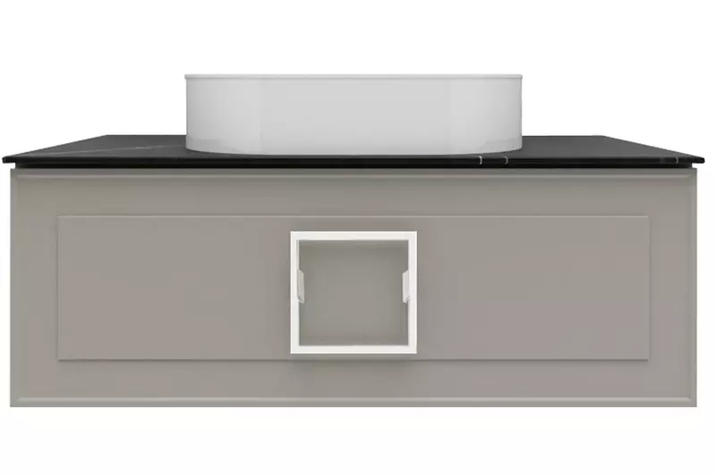 Тумба с раковиной «La Fenice» Cubo 100 (Senso 55/37) подвесная Cappuccino с ручкой Bianco