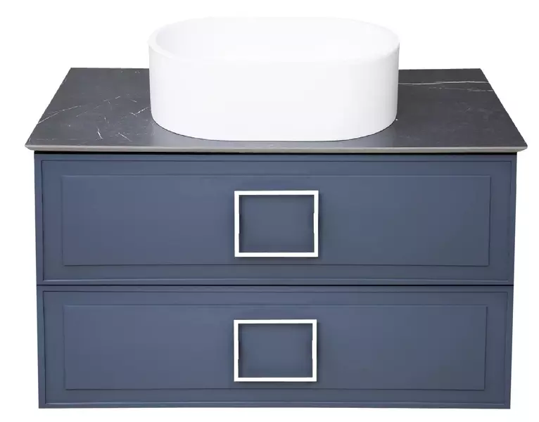 Тумба с раковиной La Fenice Cubo Twin 80 Senso 5537 подвесная Blu Grigio с ручкой Bianco 96827₽