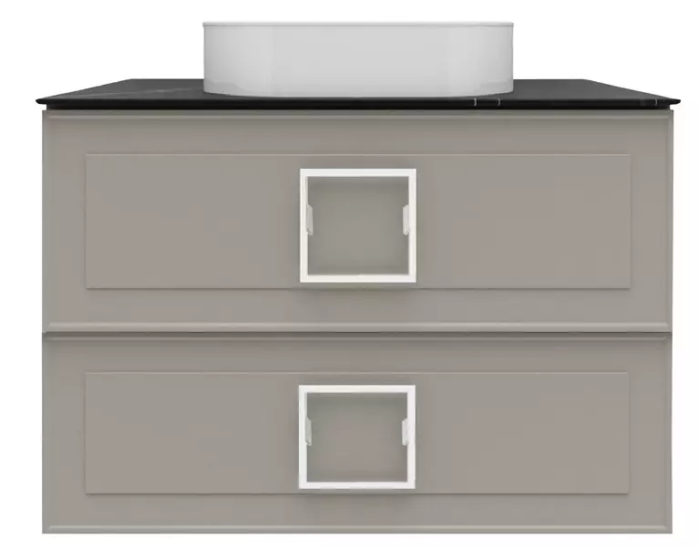 Тумба с раковиной «La Fenice» Cubo Twin 90 (Senso 55/37) подвесная Cappuccino с ручкой Bianco