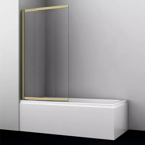 Шторка на ванну стеклянная WasserKRAFT Schunter 82S02-80 80140 прозрачнаяматовое золото универсальная 40560₽