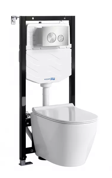 Комплект инсталляция с унитазом крышкой и кнопкой смыва WasserKRAFT Aller 10TLT010MEBN02H002 безободковый белый 53730₽
