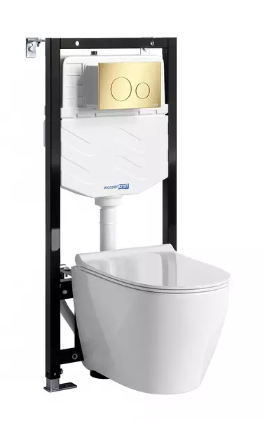 Комплект инсталляция с унитазом крышкой и кнопкой смыва WasserKRAFT Aller 10TLT010MEPG02H002 безободковый белый 59391₽