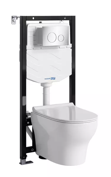Комплект инсталляция с унитазом крышкой и кнопкой смыва WasserKRAFT Aller 10TLT010MECH02H001 безободковый белый 50787₽