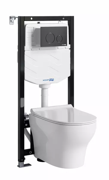 Комплект инсталляция с унитазом крышкой и кнопкой смыва WasserKRAFT Aller 10TLT010MEMB02H001 безободковый белый 50787₽