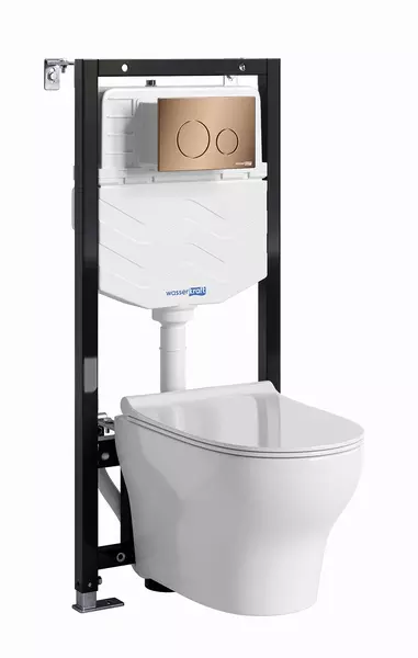 Комплект инсталляция с унитазом крышкой и кнопкой смыва WasserKRAFT Aller 10TLT010MERG02H001 безободковый белый 60291₽