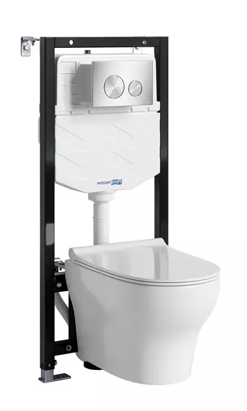 Комплект инсталляция с унитазом крышкой и кнопкой смыва WasserKRAFT Aller 10TLT010MEBN02H001 безободковый белый 54630₽