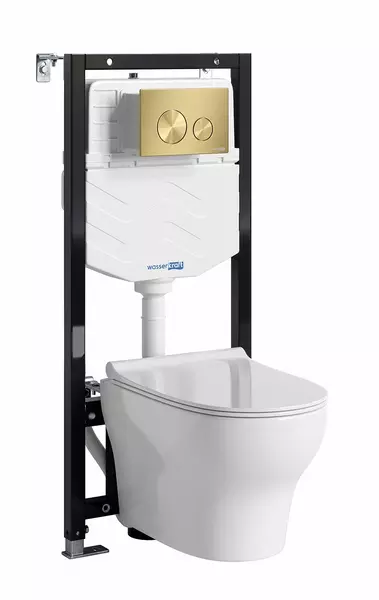 Комплект инсталляция с унитазом крышкой и кнопкой смыва WasserKRAFT Aller 10TLT010MEMG02H001 безободковый белый 60291₽