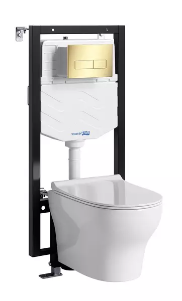 Комплект инсталляция с унитазом крышкой и кнопкой смыва WasserKRAFT Vils 56TLT010MEPG03H001 безободковый белый 59004₽