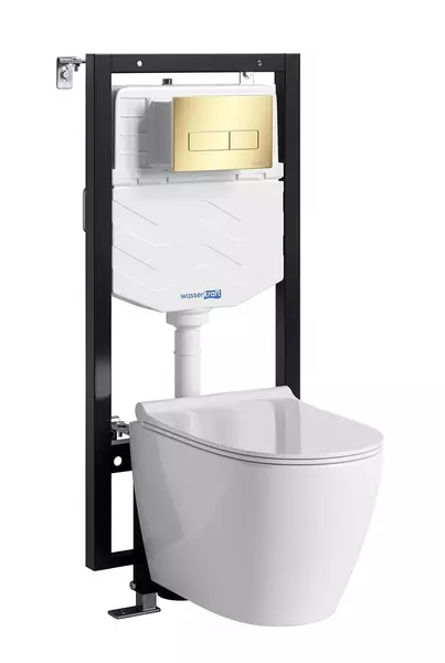 Комплект инсталляция с унитазом крышкой и кнопкой смыва WasserKRAFT Vils 56TLT010MEPG03H002 безободковый белый 58104₽