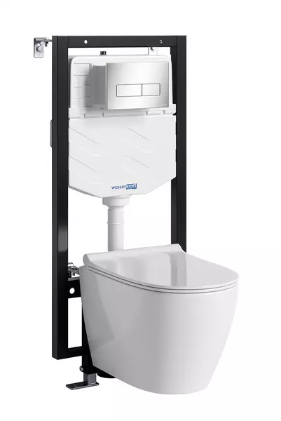 Комплект инсталляция с унитазом крышкой и кнопкой смыва WasserKRAFT Vils 56TLT010MEBN03H002 безободковый белый 52443₽