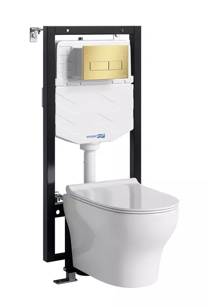 Комплект инсталляция с унитазом крышкой и кнопкой смыва WasserKRAFT Vils 56TLT010MEMG03H001 безободковый белый 59004₽
