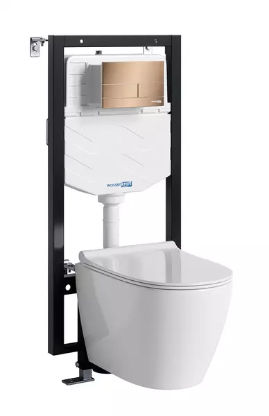 Комплект инсталляция с унитазом крышкой и кнопкой смыва WasserKRAFT Vils 56TLT010MERG04H002 безободковый белый 61416₽