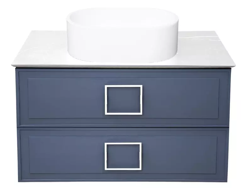 Тумба с раковиной «La Fenice» Cubo Twin 100 (Senso 55/37) подвесная Blu Grigio с ручкой Bianco