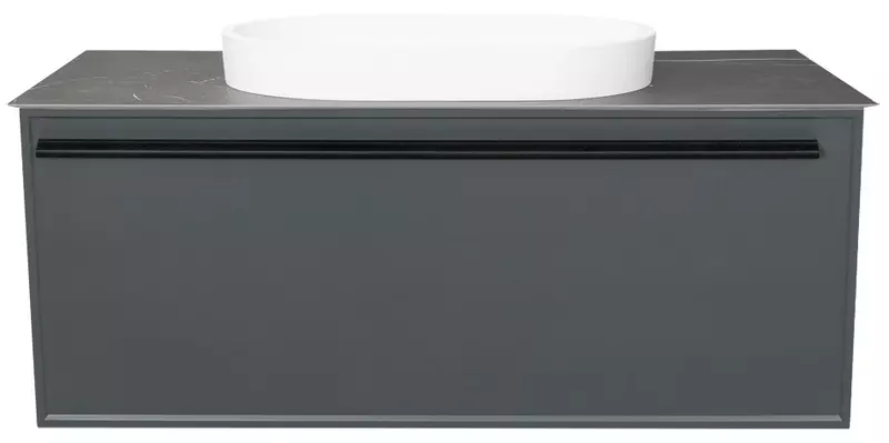 Тумба с раковиной «La Fenice» Elba 90 (Senso 55/37) подвесная Grigio столешница Black Olive Light Lappato