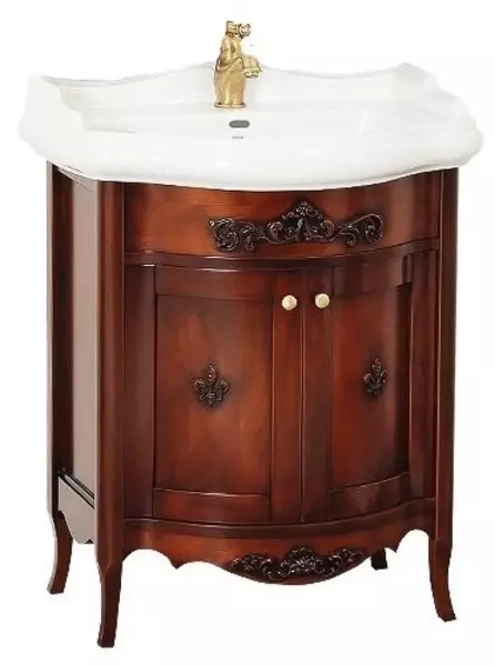 Тумба с раковиной из массива Migliore Bella 64 филенчатые с лилией Bella 73 noceручки золото 180400₽