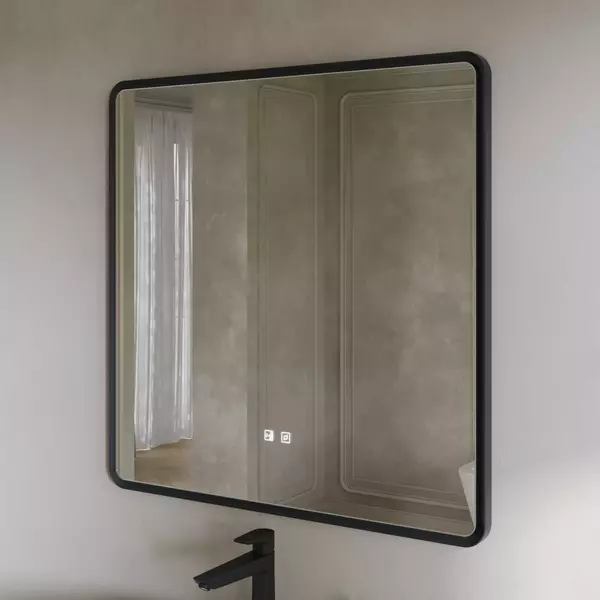 Зеркало «Ukko» Ember 84/84 с сенсорным выключателем с подсветкой чёрное
