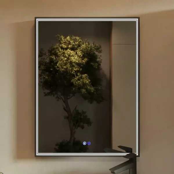 Зеркало Ukko Fresco 6080 с сенсоным выключателем с подсветкой и подогревом чёрное 27687₽