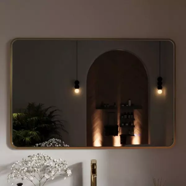 Зеркало Ukko Ellisse 12080 с сенсорным выключателем с подсветкой и подогревом золото 39798₽