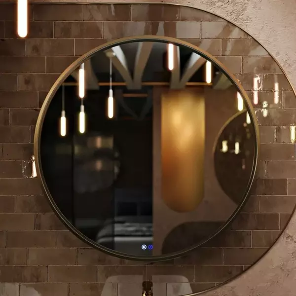 Зеркало «Ukko» Sanrey 90 с сенсорным выключателем с подсветкой и подогревом золото