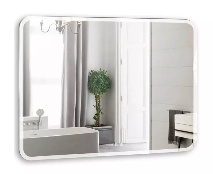 Зеркало Silver Mirrors Стив 12080 с сенсорным выключателем с часами с датчиком присутствия с подсветкой и подогревом 22300₽