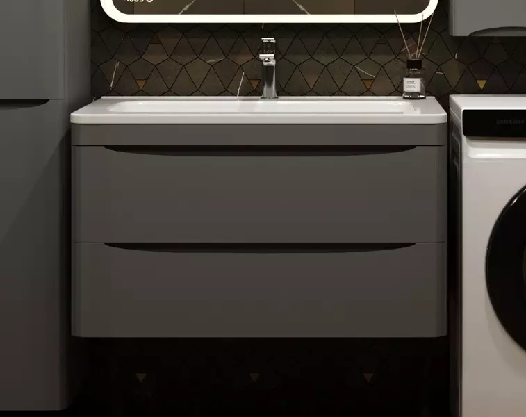 Тумба с раковиной Style Line Бергамо Мини 90 Люкс Каре Люкс Мини 9035 подвесная антискрейтч серая 29450₽