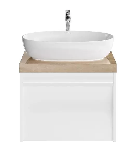 Тумба с раковиной Kerama Marazzi Modula 60 Plaza 6038 столешница Про Чементо 60 бежевая матовая подвесная белая глянцевая 50389₽