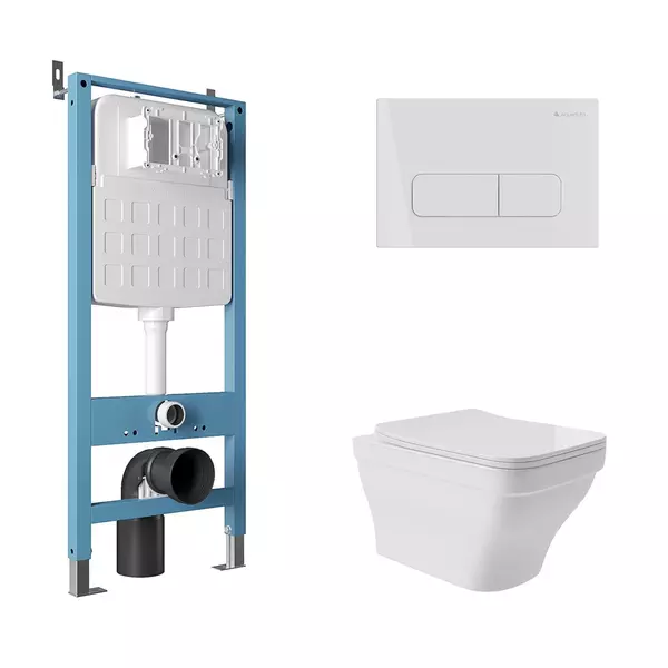 Комплект инсталляция с унитазом крышкой и кнопкой смыва Aqueduto Esteta AQDS161 безободковый белый 31800₽