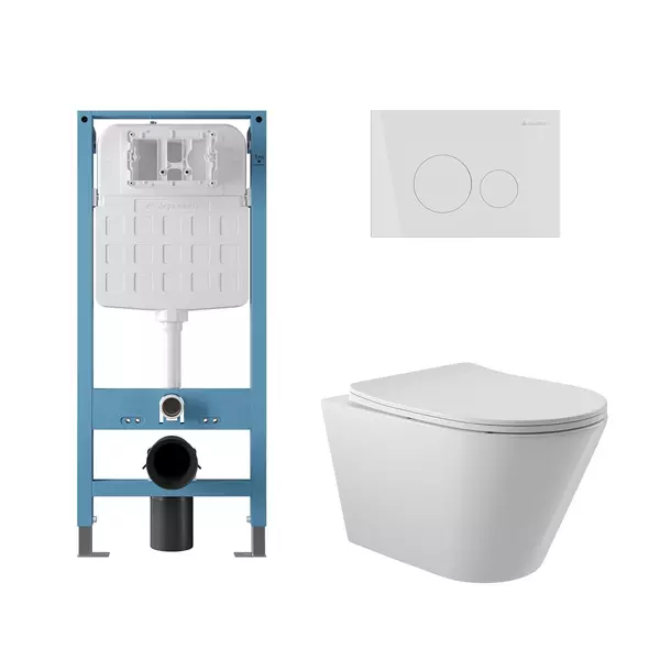 Комплект инсталляция с унитазом крышкой и кнопкой смыва Aqueduto Cone AQDS341T безободковый белый 34900₽