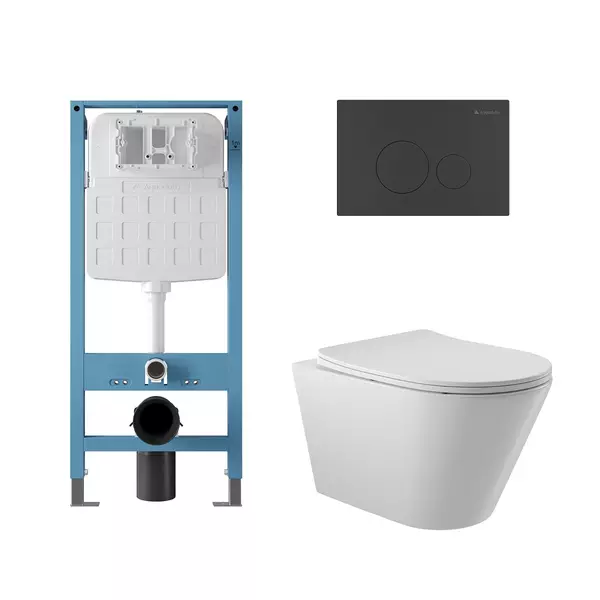 Комплект инсталляция с унитазом крышкой и кнопкой смыва Aqueduto Cone AQDS342T безободковый белый 34900₽