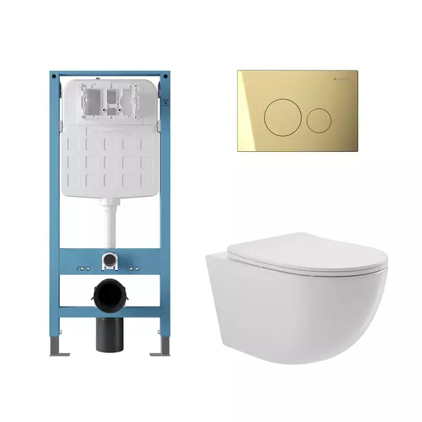 Комплект инсталляция с унитазом крышкой и кнопкой смыва Aqueduto Ovo AQDS322T безободковый белый 37500₽