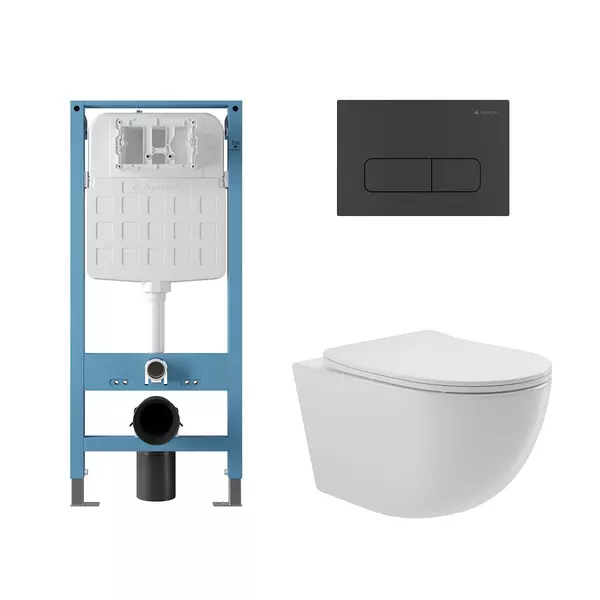Комплект инсталляция с унитазом крышкой и кнопкой смыва Aqueduto Ovo AQDS333T безободковый белый 34800₽