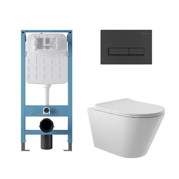 Комплект инсталляция с унитазом крышкой и кнопкой смыва Aqueduto Cone AQDS347T безободковый белый 35200₽