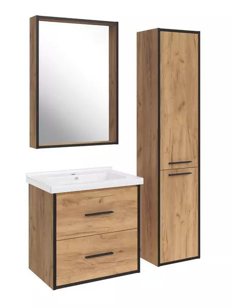 Мебель для ванной подвесная «ASB-Woodline» Монца 80 дуб золотой