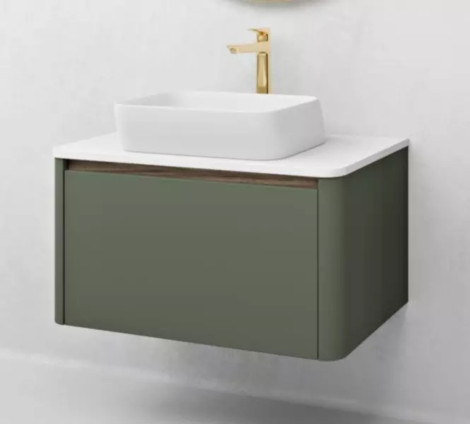 Тумба с раковиной «Ukko» Sanrey 100 со столешницей (Comfort 2243-B 60/39) подвесная оливковая