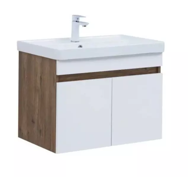 Тумба с раковиной «Aquanet» Оптима 80 (Ирис 81) подвесная белый сатин/дуб рустикальный