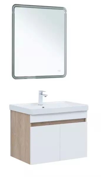 Мебель для ванной подвесная Aquanet Оптима 70 белый сатиндуб светлый леваяправая 29886₽