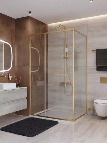 Душевой угол-ограждение «Cezares» LUX-AH-FS-11-120/90-C-BORO 120/90 прозрачный/брашированное золото прямоугольный без поддона универсальный