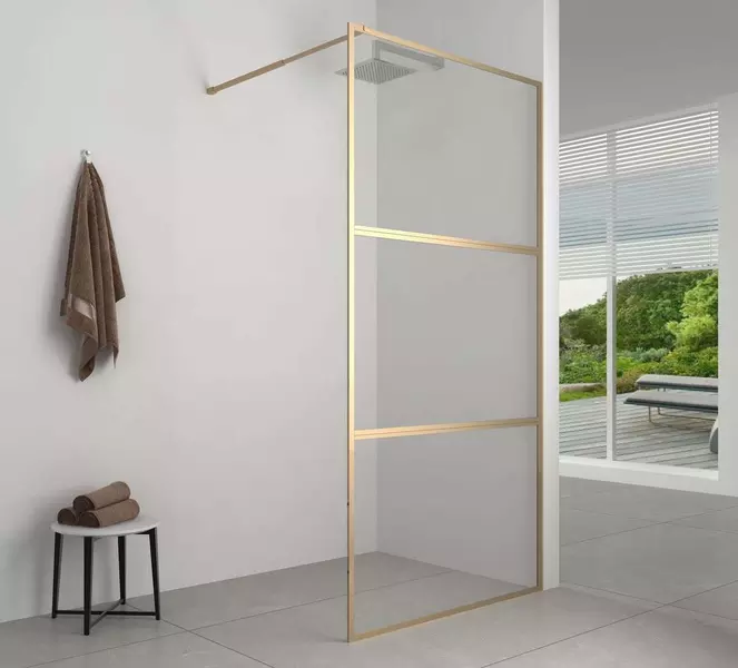 Душевая перегородка Aquanet SW-800GST прозрачнаяматовое золото универсальная 13120₽