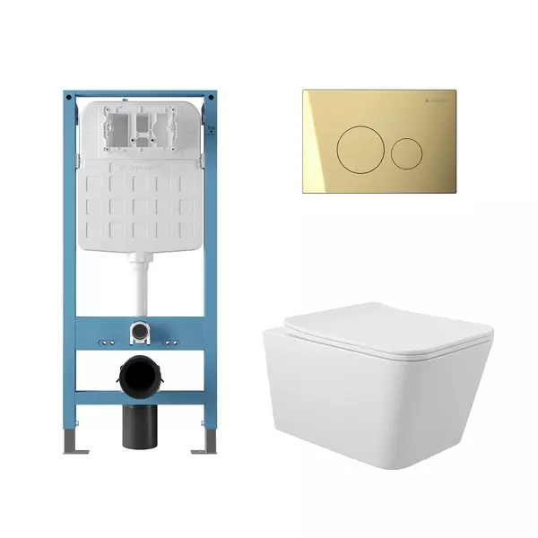 Комплект инсталляция с унитазом крышкой и кнопкой смыва Aqueduto Macio AQDS366T безободковый белый 37500₽