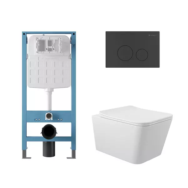 Комплект инсталляция с унитазом, крышкой и кнопкой смыва «Aqueduto» Macio AQDS361T безободковый белый