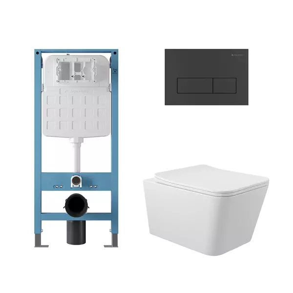 Комплект инсталляция с унитазом крышкой и кнопкой смыва Aqueduto Macio AQDS372T безободковый белый 34900₽