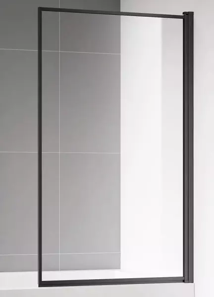 Шторка на ванну стеклянная AQUAme 90140 прозрачнаячёрный матовый правая 11440₽